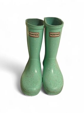 Hunter Mint Green Glitter Tall Rain Boots